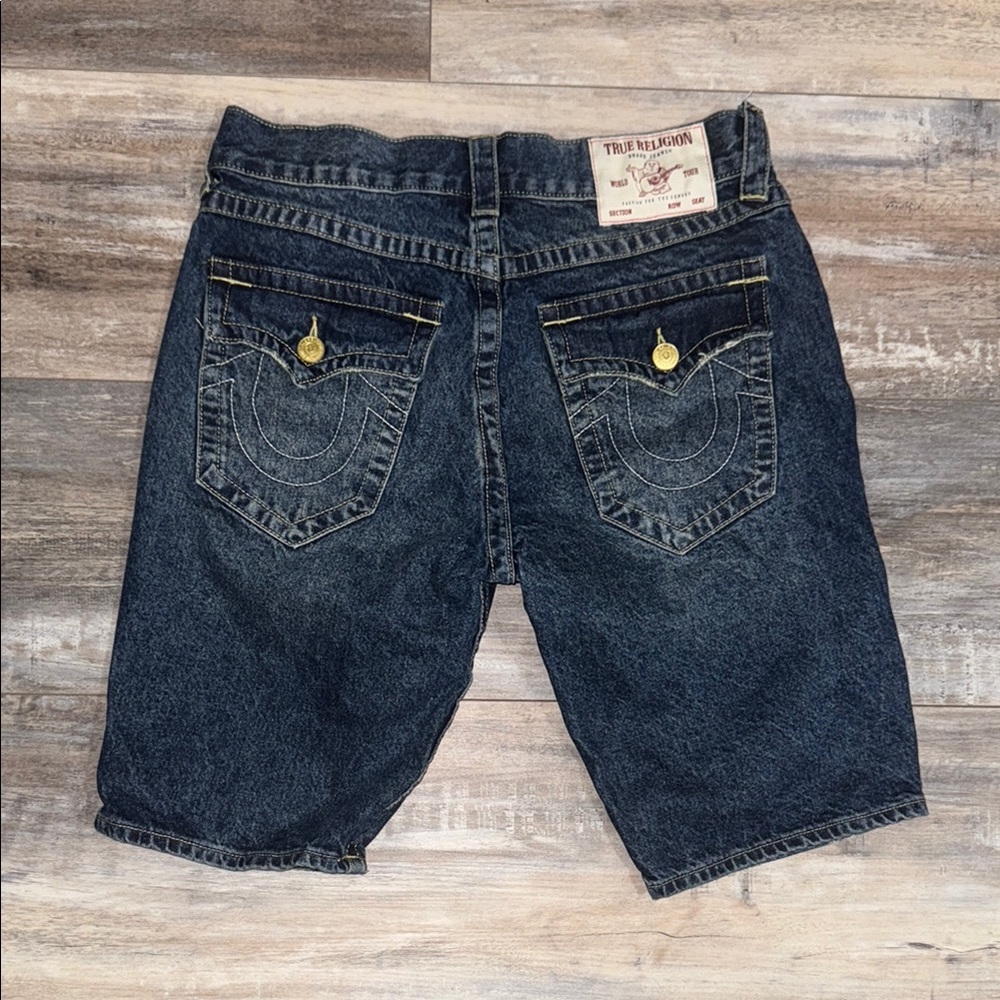 True Religion Dark Blue Denim Shorts - Picture 2 of 5